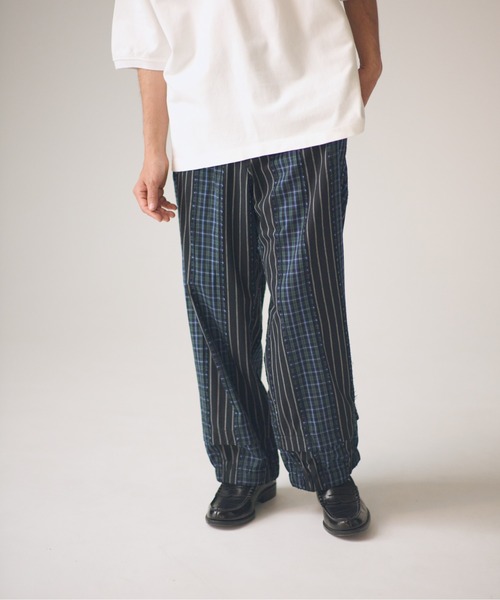 ADAM PATEK(アダムパテック)の「ADAMPATEK/jacquard check-stripe easy pants/チェックxストライプジャガードイージーパンツ(その他パンツ・メンズ・ホワイト/ブラック・2/1)」の3枚目の写真