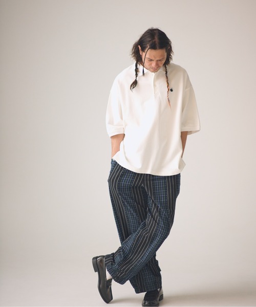 ADAM PATEK(アダムパテック)の「ADAMPATEK/jacquard check-stripe easy pants/チェックxストライプジャガードイージーパンツ(その他パンツ・メンズ・ホワイト/ブラック・2/1)」の9枚目の写真