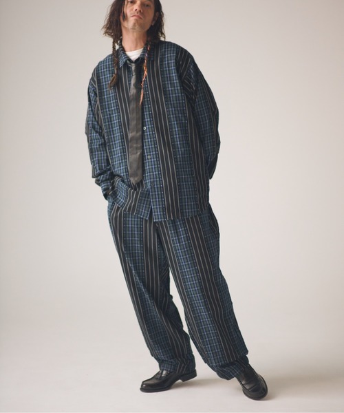 ADAM PATEK(アダムパテック)の「ADAMPATEK/jacquard check-stripe easy pants/チェックxストライプジャガードイージーパンツ(その他パンツ・メンズ・ホワイト/ブラック・2/1)」の11枚目の写真