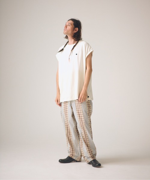 ADAM PATEK(アダムパテック)の「ADAMPATEK/jacquard check-stripe easy pants/チェックxストライプジャガードイージーパンツ(その他パンツ・メンズ・ホワイト/ブラック・2/1)」の5枚目の写真