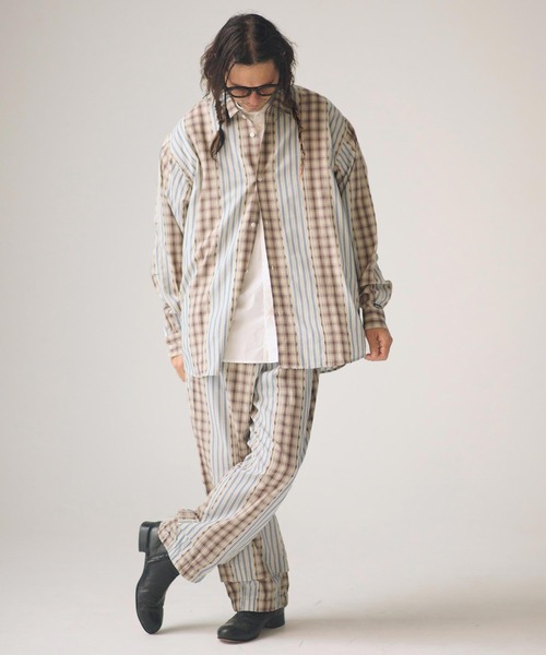 ADAM PATEK(アダムパテック)の「ADAMPATEK/jacquard check-stripe easy pants/チェックxストライプジャガードイージーパンツ(その他パンツ・メンズ・ホワイト/ブラック・2/1)」の19枚目の写真