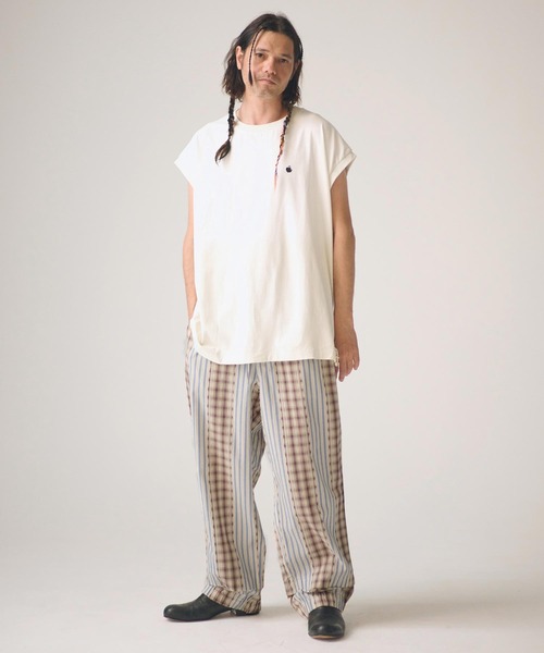 ADAM PATEK(アダムパテック)の「ADAMPATEK/jacquard check-stripe easy pants/チェックxストライプジャガードイージーパンツ(その他パンツ・メンズ・ホワイト/ブラック・2/1)」の15枚目の写真