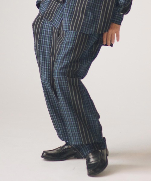 ADAM PATEK(アダムパテック)の「ADAMPATEK/jacquard check-stripe easy pants/チェックxストライプジャガードイージーパンツ(その他パンツ・メンズ・ホワイト/ブラック・2/1)」の20枚目の写真