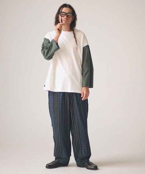 ADAM PATEK(アダムパテック)の「ADAMPATEK/jacquard check-stripe easy pants/チェックxストライプジャガードイージーパンツ(その他パンツ・メンズ・ホワイト/ブラック・2/1)」の14枚目の写真