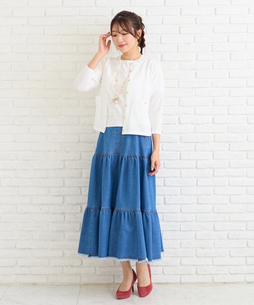 Rose Tiara（ローズティアラ）の「ティアードデニムスカート（スカート・レディース・ネイビー・38/42/46）」の3枚目の写真