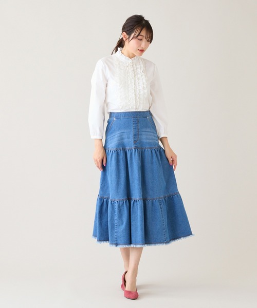 Rose Tiara（ローズティアラ）の「ティアードデニムスカート（スカート・レディース・ネイビー・38/42/46）」の7枚目の写真