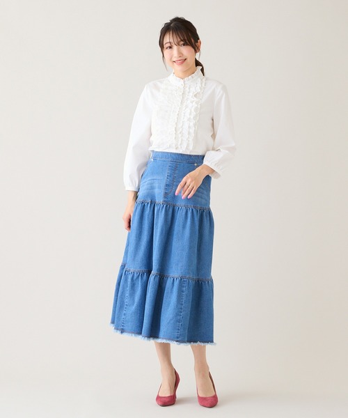 Rose Tiara（ローズティアラ）の「ティアードデニムスカート（スカート・レディース・ネイビー・38/42/46）」の8枚目の写真