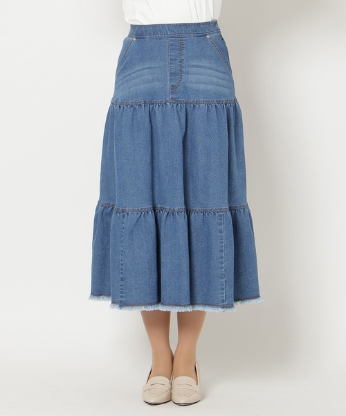 Rose Tiara（ローズティアラ）の「ティアードデニムスカート（スカート・レディース・ネイビー・38/42/46）」の13枚目の写真