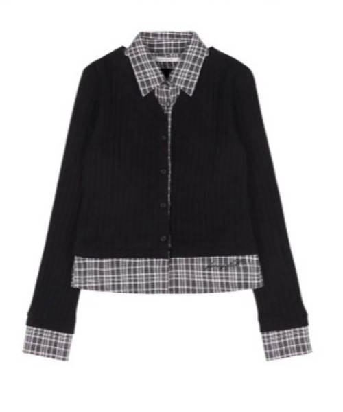 FANCY CLUB(ファンシークラブ)の「◇FANCYCLUB◇ブランド直輸入正規品/チェック/ストライプ シャツ レイヤード カーディガン CHECK/STRIPE SHIRT LAYERED CARDIGAN(カーディガン/ボレロ・レディース・チャコール/ブラック・FREE)」の20枚目の写真