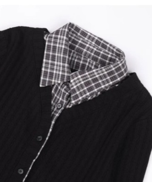 FANCY CLUB(ファンシークラブ)の「◇FANCYCLUB◇ブランド直輸入正規品/チェック/ストライプ シャツ レイヤード カーディガン CHECK/STRIPE SHIRT LAYERED CARDIGAN(カーディガン/ボレロ・レディース・チャコール/ブラック・FREE)」の21枚目の写真