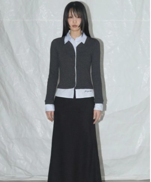 FANCY CLUB(ファンシークラブ)の「◇FANCYCLUB◇ブランド直輸入正規品/チェック/ストライプ シャツ レイヤード カーディガン CHECK/STRIPE SHIRT LAYERED CARDIGAN(カーディガン/ボレロ・レディース・チャコール/ブラック・FREE)」の13枚目の写真