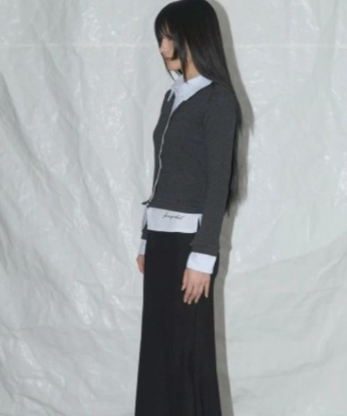 FANCY CLUB(ファンシークラブ)の「◇FANCYCLUB◇ブランド直輸入正規品/チェック/ストライプ シャツ レイヤード カーディガン CHECK/STRIPE SHIRT LAYERED CARDIGAN(カーディガン/ボレロ・レディース・チャコール/ブラック・FREE)」の14枚目の写真