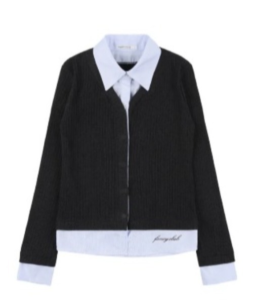 FANCY CLUB(ファンシークラブ)の「◇FANCYCLUB◇ブランド直輸入正規品/チェック/ストライプ シャツ レイヤード カーディガン CHECK/STRIPE SHIRT LAYERED CARDIGAN(カーディガン/ボレロ・レディース・チャコール/ブラック・FREE)」の16枚目の写真