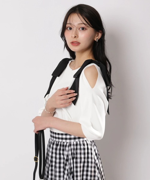 Apuweiser-riche（アプワイザーリッシェ）の「ダブルリボンスリットニット（ニット/セーター・レディース・ピンクベージュ/ホワイト/ネイビー/ミント・2）」の13枚目の写真