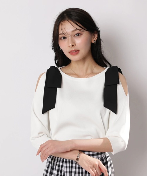 Apuweiser-riche（アプワイザーリッシェ）の「ダブルリボンスリットニット（ニット/セーター・レディース・ピンクベージュ/ホワイト/ネイビー/ミント・2）」の15枚目の写真