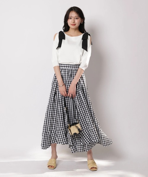 Apuweiser-riche（アプワイザーリッシェ）の「ダブルリボンスリットニット（ニット/セーター・レディース・ピンクベージュ/ホワイト/ネイビー/ミント・2）」の16枚目の写真