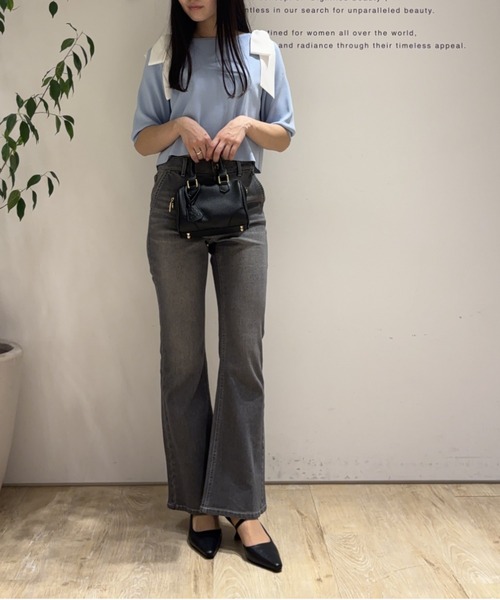 Apuweiser-riche（アプワイザーリッシェ）の「ダブルリボンスリットニット（ニット/セーター・レディース・ピンクベージュ/ホワイト/ネイビー/ミント・2）」の6枚目の写真