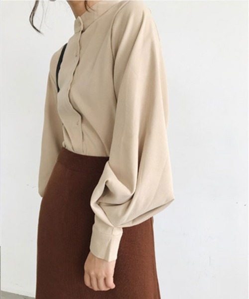 SallyLunn(サリーラン)の「バンドカラーボリュームスリーブブラウス(シャツ/ブラウス・レディース・ホワイト/ベージュ/ブルー/ブラック・LARGE/MEDIUM)」の15枚目の写真