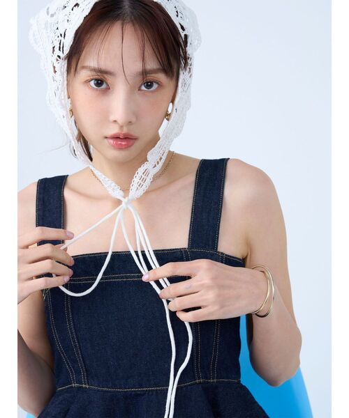 LAGUNAMOON（ラグナムーン）の「デニムペプラムキャミソール ビスチェ レイヤードトップス セットアップ（キャミソール・レディース・ライトブルー/ブラック/インディゴブルー・FREE）」の15枚目の写真