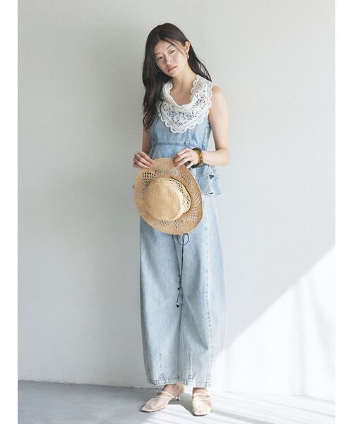 LAGUNAMOON（ラグナムーン）の「デニムペプラムキャミソール ビスチェ レイヤードトップス セットアップ（キャミソール・レディース・ライトブルー/ブラック/インディゴブルー・FREE）」の22枚目の写真