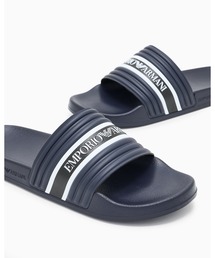 <オンライン限定>【エンポリオ アルマーニ】スライドサンダル PVC ロゴテープ