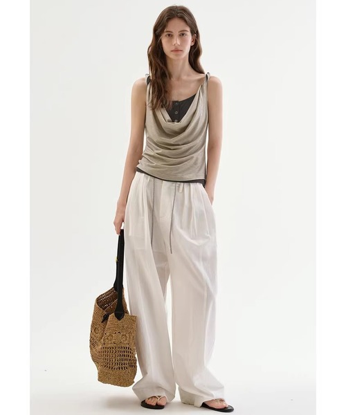 Fano Studios(ファノ ストゥディオズ)の「フェイクレイヤード ドレープネック タンクトップ FC26S062【Fano Studios】【2026SS】(Tシャツ/カットソー・レディース・ベージュ・S/M/L)」の2枚目の写真