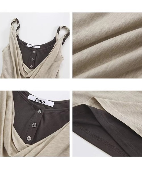 Fano Studios(ファノ ストゥディオズ)の「フェイクレイヤード ドレープネック タンクトップ FC26S062【Fano Studios】【2026SS】(Tシャツ/カットソー・レディース・ベージュ・S/M/L)」の12枚目の写真