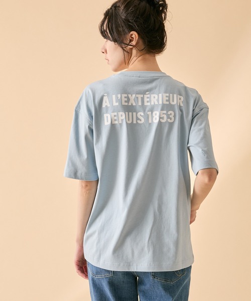 AIGLE（エーグル）の「AIGLE オーバーサイズバックプリントロゴ 半袖Tシャツ（Tシャツ/カットソー・メンズ・パープル/ベージュ/チャコール/ホワイト/ダークグリーン/グレイッシュブルー・M/L/XS/S/XXS）」の9枚目の写真