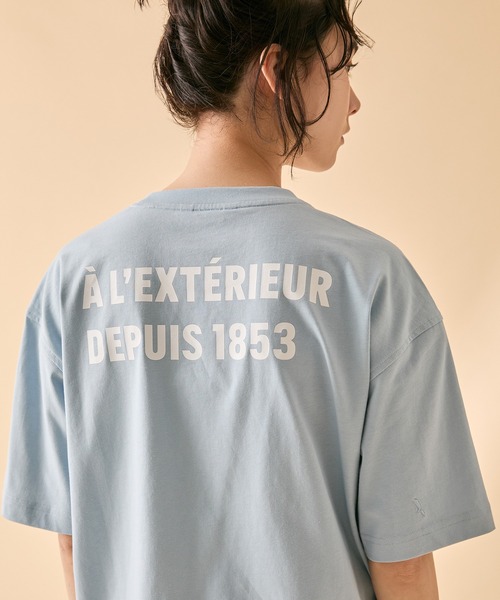 AIGLE（エーグル）の「AIGLE オーバーサイズバックプリントロゴ 半袖Tシャツ（Tシャツ/カットソー・メンズ・パープル/ベージュ/チャコール/ホワイト/ダークグリーン/グレイッシュブルー・M/L/XS/S/XXS）」の10枚目の写真