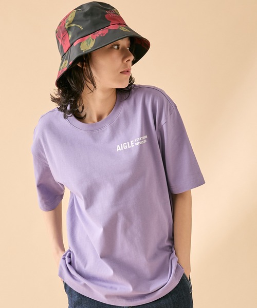 AIGLE（エーグル）の「AIGLE オーバーサイズバックプリントロゴ 半袖Tシャツ（Tシャツ/カットソー・メンズ・パープル/ベージュ/チャコール/ホワイト/ダークグリーン/グレイッシュブルー・M/L/XS/S/XXS）」の14枚目の写真