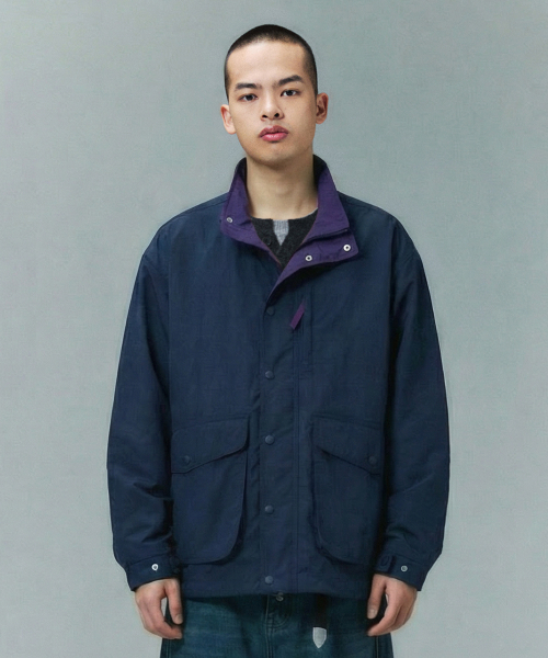 コントラストハンティングジャケット_NAVY