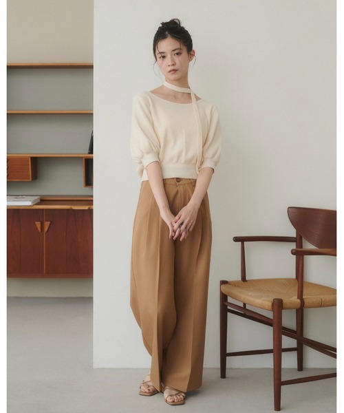 moi tytto(モイテュット)の「ダブルボタン2タックワイドスラックス 【低身長さんでも美シルエットで履けるSサイズあり】(スラックス・レディース・ナチュラル/ブラウン/ブラック・SMALL/MEDIUM/LARGE)」の8枚目の写真