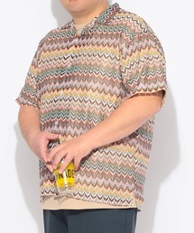シャツ 半袖 メンズ 大きいサイズバルファレース メッシュ編み 開襟シャツ Hampton wear (ハンプトンウェア)