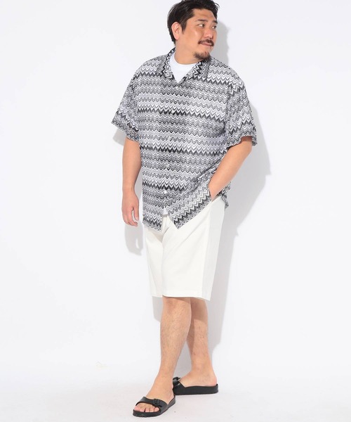 SAKAZEN(サカゼン)の「シャツ 半袖 メンズ 大きいサイズバルファレース メッシュ編み 開襟シャツ Hampton wear (ハンプトンウェア)(シャツ/ブラウス・メンズ・ホワイト/ブルー/カーキ・X2(4L~5L)/X1(3L~4L)/X3(6L~7L))」の7枚目の写真