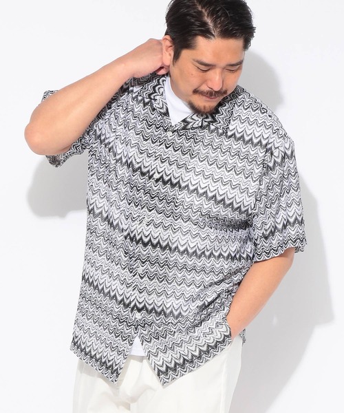 SAKAZEN(サカゼン)の「シャツ 半袖 メンズ 大きいサイズバルファレース メッシュ編み 開襟シャツ Hampton wear (ハンプトンウェア)(シャツ/ブラウス・メンズ・ホワイト/ブルー/カーキ・X2(4L~5L)/X1(3L~4L)/X3(6L~7L))」の6枚目の写真