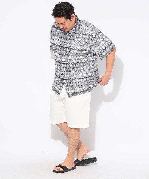 SAKAZEN(サカゼン)の「シャツ 半袖 メンズ 大きいサイズバルファレース メッシュ編み 開襟シャツ Hampton wear (ハンプトンウェア)(シャツ/ブラウス・メンズ・ホワイト/ブルー/カーキ・X2(4L~5L)/X1(3L~4L)/X3(6L~7L))」の9枚目の写真