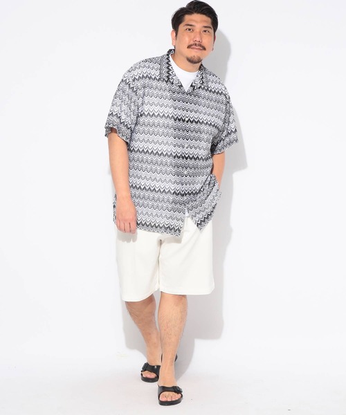 SAKAZEN(サカゼン)の「シャツ 半袖 メンズ 大きいサイズバルファレース メッシュ編み 開襟シャツ Hampton wear (ハンプトンウェア)(シャツ/ブラウス・メンズ・ホワイト/ブルー/カーキ・X2(4L~5L)/X1(3L~4L)/X3(6L~7L))」の5枚目の写真