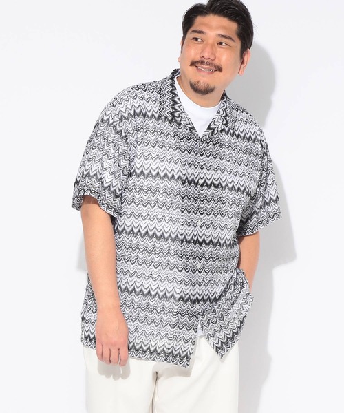 SAKAZEN(サカゼン)の「シャツ 半袖 メンズ 大きいサイズバルファレース メッシュ編み 開襟シャツ Hampton wear (ハンプトンウェア)(シャツ/ブラウス・メンズ・ホワイト/ブルー/カーキ・X2(4L~5L)/X1(3L~4L)/X3(6L~7L))」の4枚目の写真