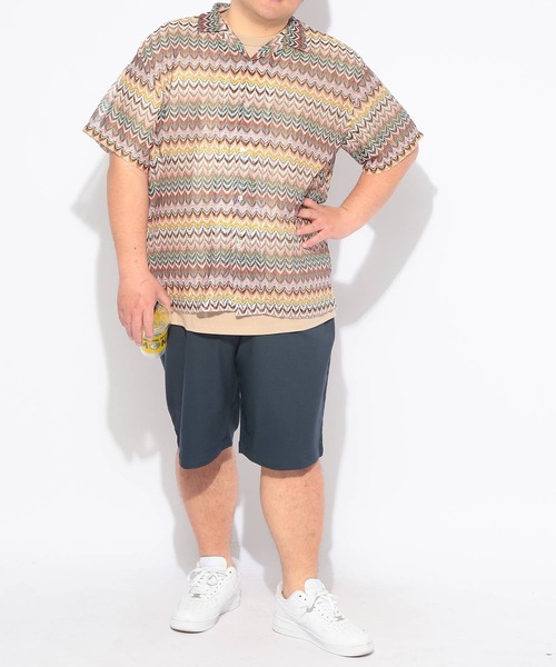SAKAZEN(サカゼン)の「シャツ 半袖 メンズ 大きいサイズバルファレース メッシュ編み 開襟シャツ Hampton wear (ハンプトンウェア)(シャツ/ブラウス・メンズ・ホワイト/ブルー/カーキ・X2(4L~5L)/X1(3L~4L)/X3(6L~7L))」の13枚目の写真