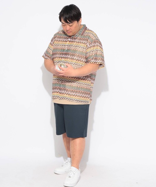 SAKAZEN(サカゼン)の「シャツ 半袖 メンズ 大きいサイズバルファレース メッシュ編み 開襟シャツ Hampton wear (ハンプトンウェア)(シャツ/ブラウス・メンズ・ホワイト/ブルー/カーキ・X2(4L~5L)/X1(3L~4L)/X3(6L~7L))」の14枚目の写真