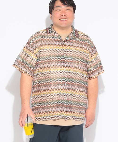 SAKAZEN(サカゼン)の「シャツ 半袖 メンズ 大きいサイズバルファレース メッシュ編み 開襟シャツ Hampton wear (ハンプトンウェア)(シャツ/ブラウス・メンズ・ホワイト/ブルー/カーキ・X2(4L~5L)/X1(3L~4L)/X3(6L~7L))」の15枚目の写真