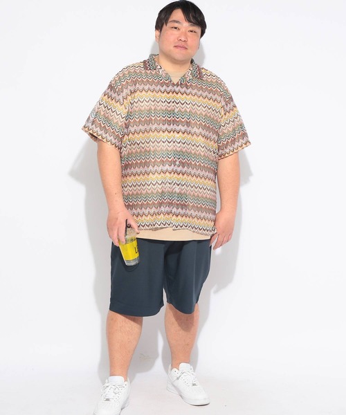 SAKAZEN(サカゼン)の「シャツ 半袖 メンズ 大きいサイズバルファレース メッシュ編み 開襟シャツ Hampton wear (ハンプトンウェア)(シャツ/ブラウス・メンズ・ホワイト/ブルー/カーキ・X2(4L~5L)/X1(3L~4L)/X3(6L~7L))」の16枚目の写真