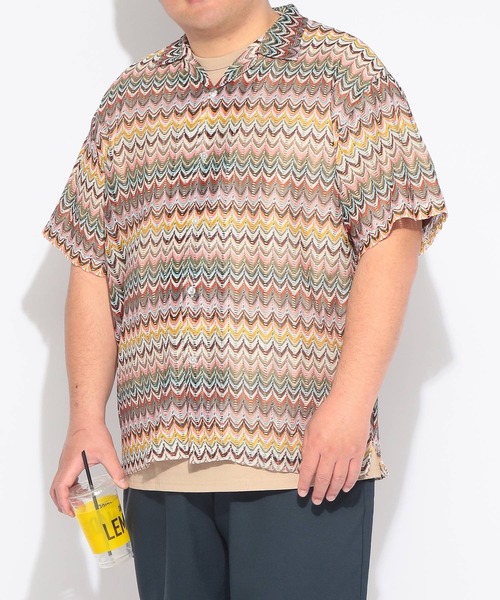 SAKAZEN(サカゼン)の「シャツ 半袖 メンズ 大きいサイズバルファレース メッシュ編み 開襟シャツ Hampton wear (ハンプトンウェア)(シャツ/ブラウス・メンズ・ホワイト/ブルー/カーキ・X2(4L~5L)/X1(3L~4L)/X3(6L~7L))」の12枚目の写真
