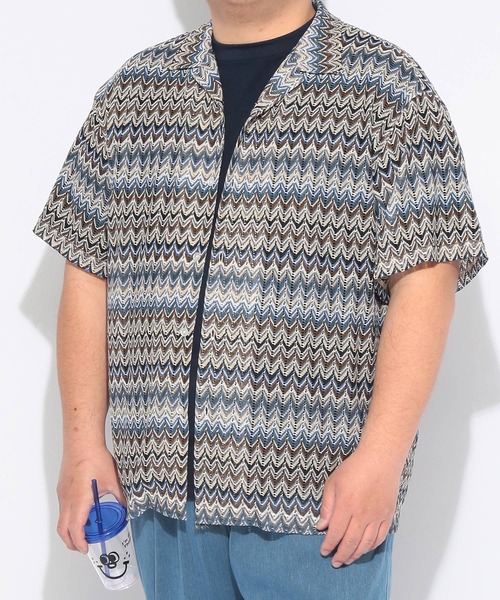 SAKAZEN(サカゼン)の「シャツ 半袖 メンズ 大きいサイズバルファレース メッシュ編み 開襟シャツ Hampton wear (ハンプトンウェア)(シャツ/ブラウス・メンズ・ホワイト/ブルー/カーキ・X2(4L~5L)/X1(3L~4L)/X3(6L~7L))」の17枚目の写真