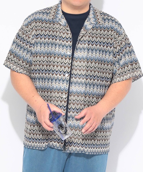 SAKAZEN(サカゼン)の「シャツ 半袖 メンズ 大きいサイズバルファレース メッシュ編み 開襟シャツ Hampton wear (ハンプトンウェア)(シャツ/ブラウス・メンズ・ホワイト/ブルー/カーキ・X2(4L~5L)/X1(3L~4L)/X3(6L~7L))」の18枚目の写真
