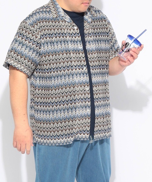 SAKAZEN(サカゼン)の「シャツ 半袖 メンズ 大きいサイズバルファレース メッシュ編み 開襟シャツ Hampton wear (ハンプトンウェア)(シャツ/ブラウス・メンズ・ホワイト/ブルー/カーキ・X2(4L~5L)/X1(3L~4L)/X3(6L~7L))」の20枚目の写真