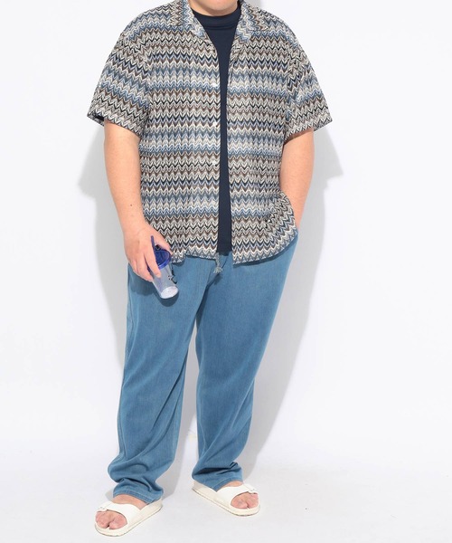 SAKAZEN(サカゼン)の「シャツ 半袖 メンズ 大きいサイズバルファレース メッシュ編み 開襟シャツ Hampton wear (ハンプトンウェア)(シャツ/ブラウス・メンズ・ホワイト/ブルー/カーキ・X2(4L~5L)/X1(3L~4L)/X3(6L~7L))」の21枚目の写真