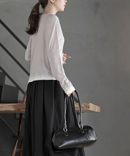 rps(アールピーエス)の「フェイクレイヤードシアーカットソー(Tシャツ/カットソー・レディース・ブラック/グレー/オフホワイト・フリー)」の7枚目の写真