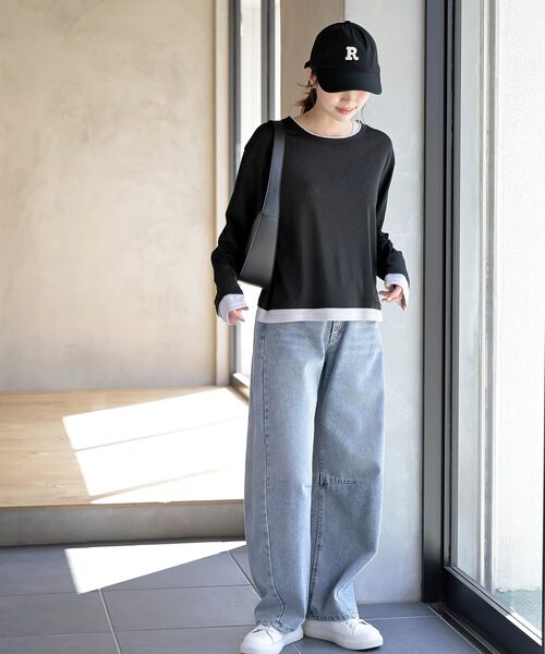 rps(アールピーエス)の「フェイクレイヤードシアーカットソー(Tシャツ/カットソー・レディース・ブラック/グレー/オフホワイト・フリー)」の12枚目の写真