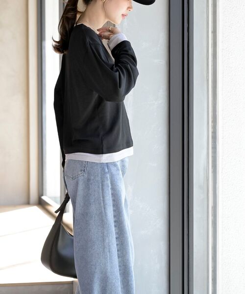 rps(アールピーエス)の「フェイクレイヤードシアーカットソー(Tシャツ/カットソー・レディース・ブラック/グレー/オフホワイト・フリー)」の15枚目の写真